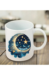 Ay Ve Yıldız Tasarımlı Kupa Bardak - Seramik Çay, Kahve Hediyelik Bardağı